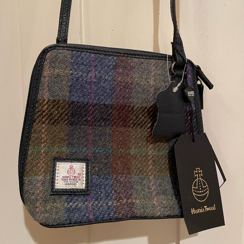 Harris Tweed mini zip around shoulder bag purse